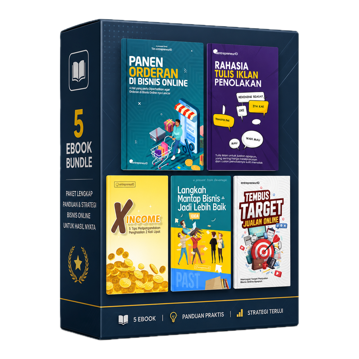 5 ebook bisnis berisi panduan penjualan, copywriting, penghasilan, dan strategi bisnis online