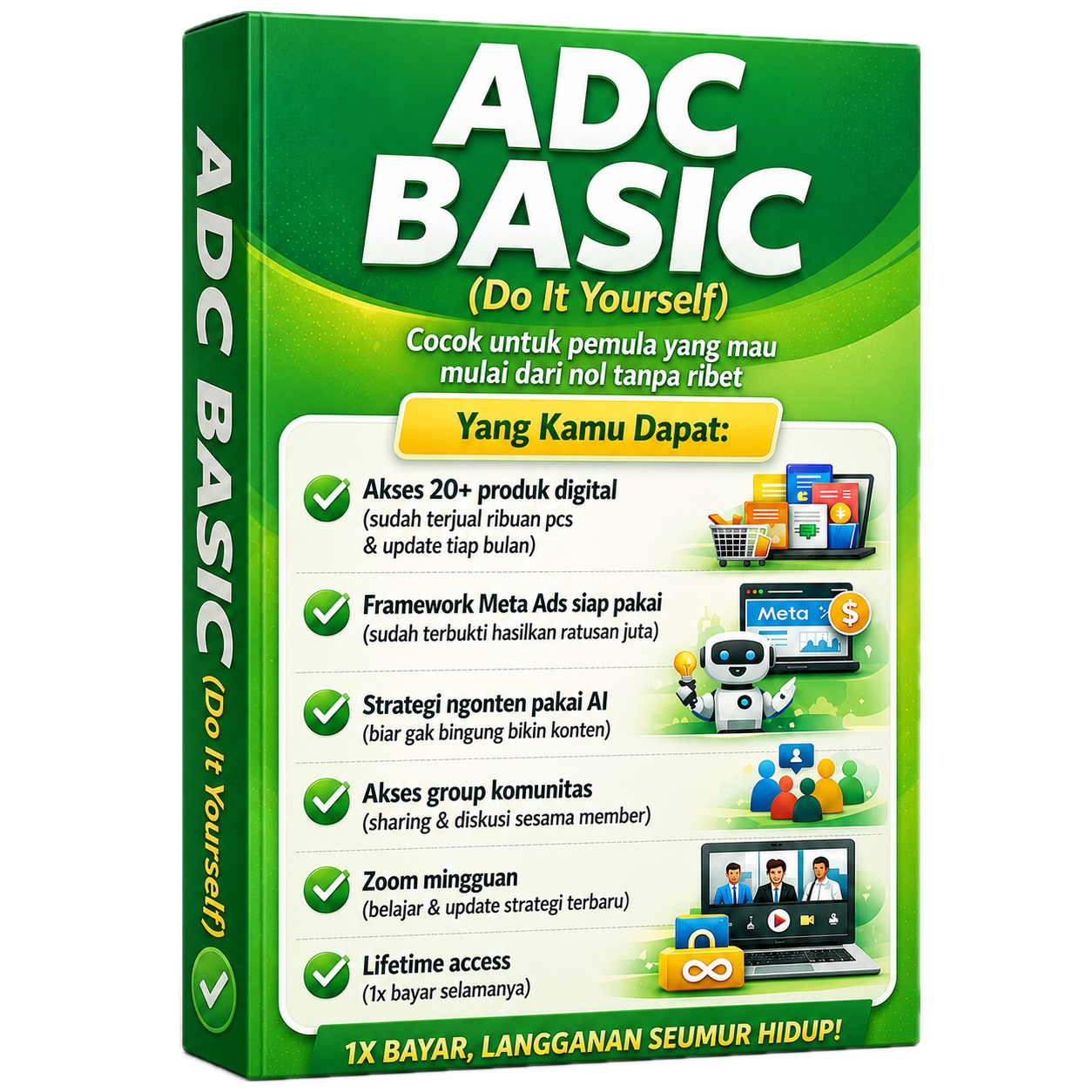 ADC basic affiliate marketing 99rb untuk pemula dengan akses lifetime dan strategi meta ads