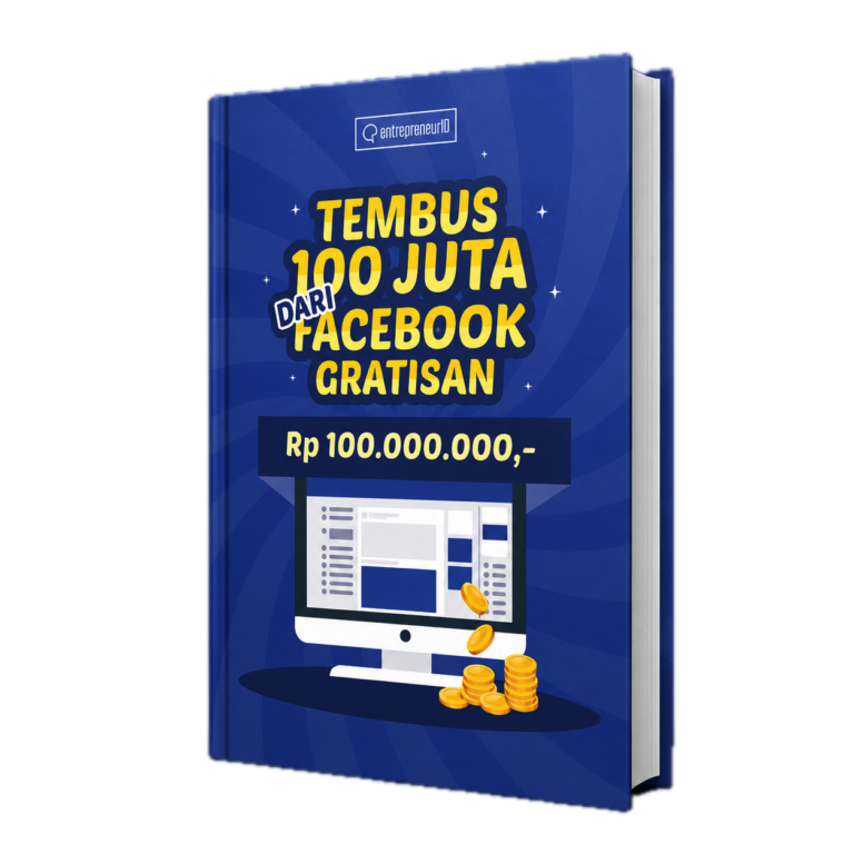Ebook gratis tembus 100 juta dari FB gratisan dalam tampilan mockup buku biru
