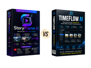 Ilustrasi gambar perbandingan produk digital antara StoryFrame Ai dan TimeFlow AI