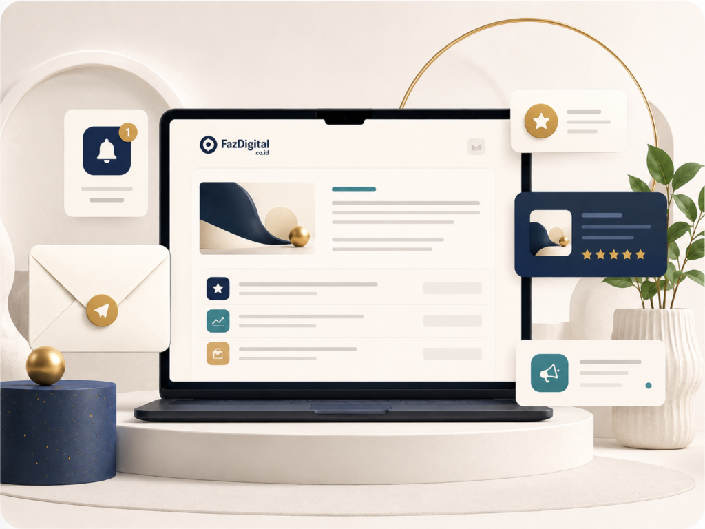 Ilustrasi tentang FazDigital sebagai platform kurasi produk digital, review, rekomendasi, perbandingan, dan panduan memilih produk.