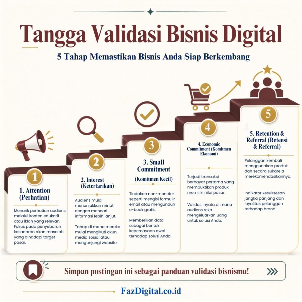 Tangga Validasi Bisnis Digital untuk Pemula Cara memulai bisnis digital dari nol dengan tangga validasi pasar
