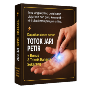 Totok Jari Petir dengan ilustrasi terapi jari dan efek cahaya listrik di telapak tangan