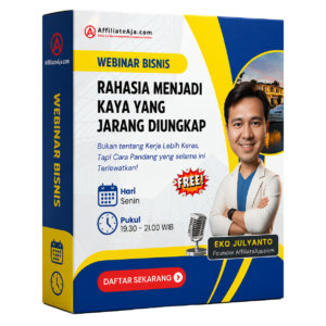 Webinar Rahasia Menjadi Kaya gratis tentang cara pandang bisnis online dan strategi membangun income digital
