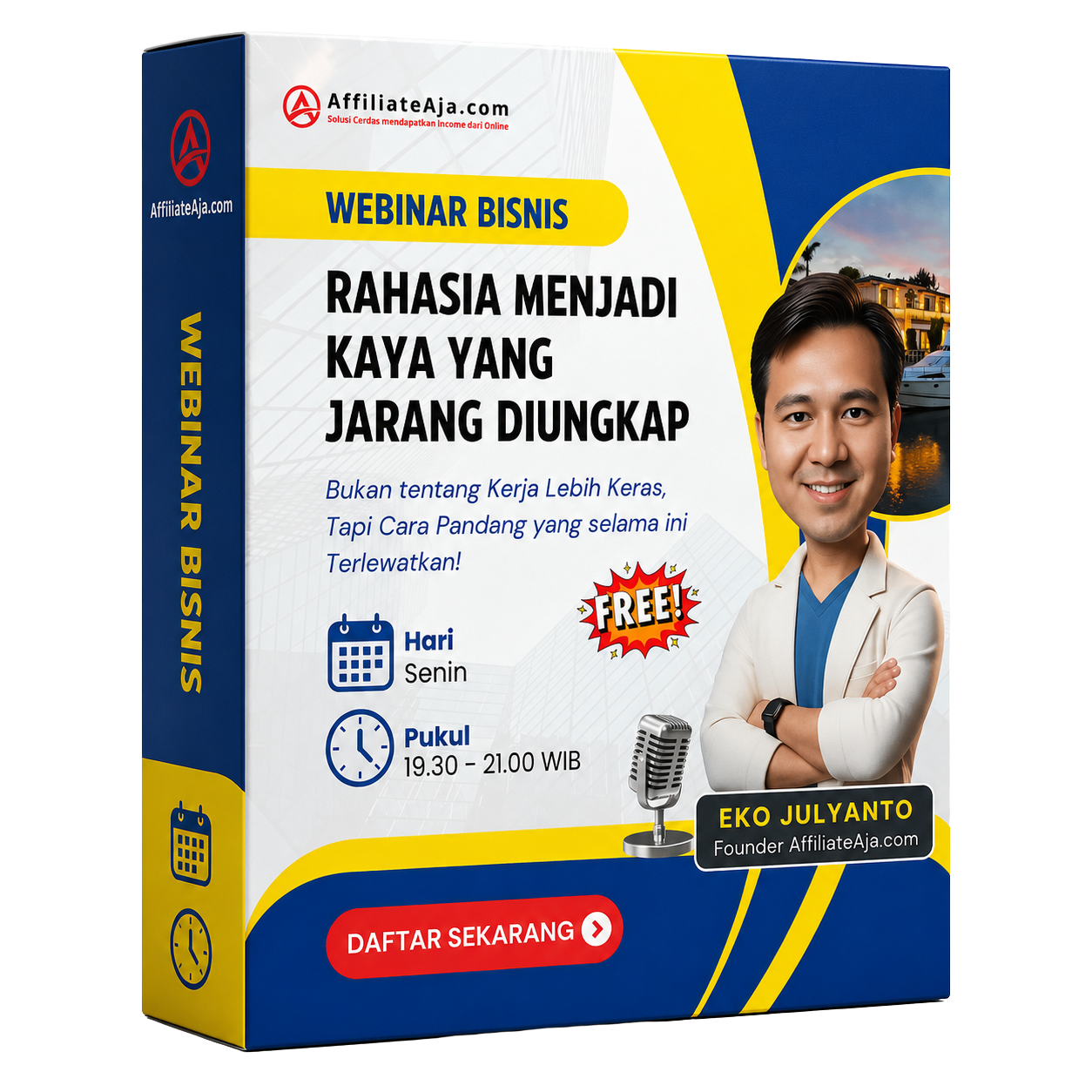Webinar Rahasia Menjadi Kaya gratis tentang cara pandang bisnis online dan strategi membangun income digital