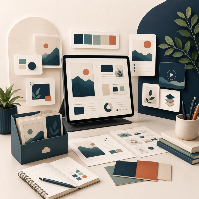 Template & asset kreatif digital untuk konten, branding, presentasi, dan produksi kreatif